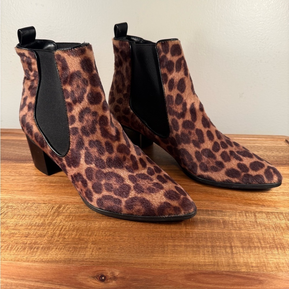Nine West Taye Leopard Print Faux Pony-hair Chelsea Heeled Boot Size 8.5 - Picture 10 of 10